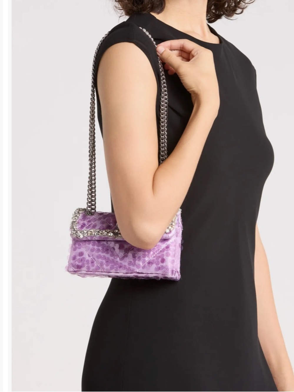 NWT Kurt Geiger Kensington embellished crossbody in light pastel purple sequin - Picture 2 of 8